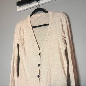 J. Crew Cardigan Sweater Button Up Cream Ivory Beige Size Small Cotton Flaws